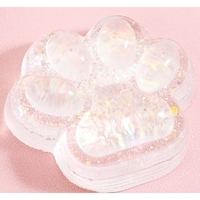 Jucarie Antistres Squishy, Flippy, cu Revenire Lenta, Squeeze Pinch Family, Model Cat Paw, 6.5 x 7 cm, din Tpr, 4-6 Ani, Model 4 Sclipici, Transparent