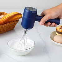 Mixer Electric fara Fir, Flippy, pentru Uz Casnic, pentru Oua Smantana Frisca, Maner Plastic, Usor de Utilizat si Depozitat, 3 Accesorii, Albastru Inchis