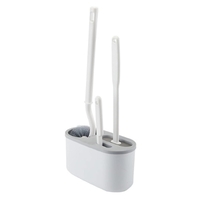 Set 3 Perii pentru Toaleta, Flippy, din Silicon, Perie Zimtata, Cap Flexibil, Suport Adeziv pentru Montarea pe Perete, 39 x 19 x 9.8 cm, Gri/Alb