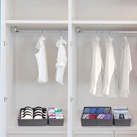 Organizator pentru Sertar, Flippy, 3 Marimi, pentru Lenjerie, Tricouri, Sosete, 6 Piese, Pliabil, Stivuibil, din Tesatura, Gri