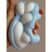 Jucarie Interactiva Squishy, Flippy, Model Cat Paw, Squeeze Pinch Family, Revenire Lenta, din TPR, +3 Ani, 7.5 cm, Textura Puf, Albastru