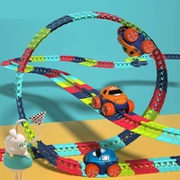 Jucarie de Constructie RollerCoaster, Flippy, 184 de Piese, 44.5x36x7 cm, cu Masini, Multicolor