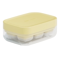Forma pentru gheata cu presa Flippy, din silicon alimentar, 6 cuburi, caserola pentru depozitare, usor de folosit si curatat, 10.5 x 7.5 x 4.1 cm, galben