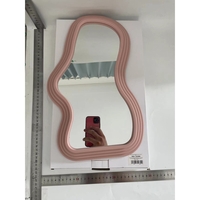 Oglinda de Perete, Flippy, Decorativa, pentru Baie, Dormitor, Sufragerie, Model Minimalist, Forma Asimetrica, 40.3x26 cm, Roz