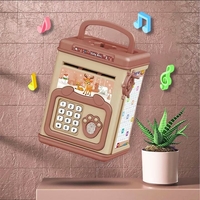 Pusculita pentru Copii, Flippy, pusculita pentru economii SMART BOX cu efecte sonore, Tip ATM, cu Parola cu Amprenta, din plastic, 20 x 13.5 x 11.5 cm Roz