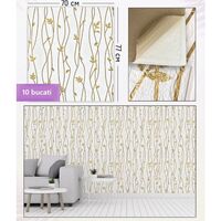 Set 10 Stickere de Perete, Flippy, Autoadezive, 70 x 77 cm, Suprafata Acoperita 5.3 mp, din PVC, Model Frunze Aurii, Bej
