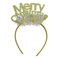 Bentita/cerc Mery Cristmas, culoare auriu cu beteala, marime standard, Flippy