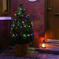 Instalatie Craciun, 80 m, 800 Led-uri ,Liniara, Multicolor, 8 jocuri de lumini, Transformator, Interconectabila, Prelungitor 3 m inclus, Fir Verde, Flippy