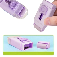 Radiera Retractabila, Flippy, Model Ursulet, Reglare Push-Pull, Radiera de tip Push, Doua Radiere de Rezerva in set din Cauciuc, Mov