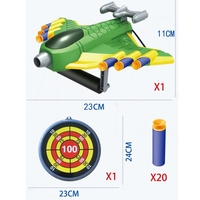 Jucaruie cu Lansator pentru Copii, Flippy, Lanseaza Manual, Tinta, Avion, 20 de Gloante din Material Moale, Joc Interactiv, 24x23.5x6.3 cm, Verde