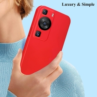 Husa de Protectie, Flippy, pentru Huawei P60 Pro, Liquid Silicon, cu Microfibra pe Interior, Protectie Antisoc, Compatibil Incarcare Wireless, Rosu