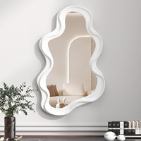 Oglinda de Perete, Flippy, Decorativa, pentru Baie, Dormitor, Sufragerie, Model Minimalist in Forma de Nor, 41x26 cm, Alb