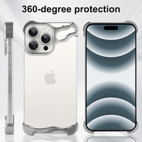 Husa Metalica Compatibila cu iPhone 16 Pro Max, Flippy, Protectie pentru Colturile Telefonului si Camera, Aliaj, Antisoc, Antizgariere, Argintiu