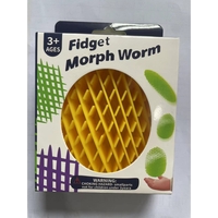 Jucarie Worm Fidget de Decompresie, Flippy, Anti Stres, Dimensiune Compacta 6 cm, Dimensiune Extinsa 15.5 cm, Galben