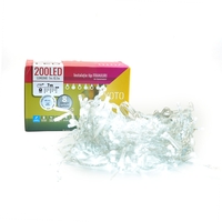 Instalatie Craciun Yoto, Tip Franjuri/Turturi, 7 m, 200 LED-uri, Prelungitor 1.5 m, 8 Jocuri de Lumini, Interconectabila, Conectare la Retea, Fir transparent, Interior/Exterior, Alb Rece