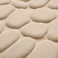 Covoras pentru Baie Antiderapant, Flippy, Uscare Rapida, Model 3D Piatra, 40x60 cm, Bej