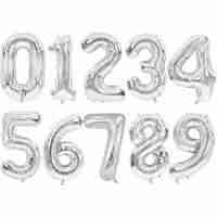 Balon din Folie Metalizata, Flippy, Figurina Cifra, Tema Aniversare 80 cm, Ambalaj Individual, Pai inclus, Umflare cu Aer sau Heliu, Argintiu, Cifra 8