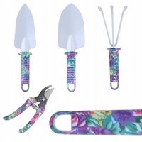 Set 5 accesorii pentru gradinarit Flippy, geanta depozitare inclusa, otel inoxidabil, 38 x 29 cm, mov