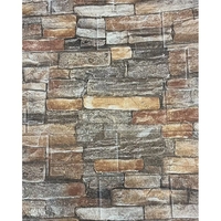 Set 10 Stickere de Perete, Flippy, Autoadezive, 70 x 77 cm, 3.5 mm Grosime, Suprafata Acoperita 5.3 mp, din PVC, Model Caramida, Multicolor