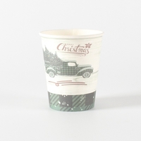 Set 10 Pahare, Flippy, Imprimeu Masina de Craciun, din Carton, 250 - 300 ml, 7.5 x 8.4 x 5.3 cm, Multicolor