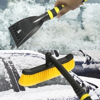 Perie de Zapada cu Racleta pentru Masina, Flippy, Multifunctionala, Rotativa, Demontabila, cu Maner Antiderapant, Aluminiu, Plastic, Fragmentarea Ghetii de pe Parbriz, Solutia pentru Iarna, pentru Dezghetare, 54x10.5x27 cm, Galbena