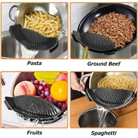 Strecurator Filtru pentru Vase, Flippy, din Silicon Rezistent la Temperaturi Inalte, Universal, Paste, Legume, Fructe, 23x12.5x6.7 cm Negru