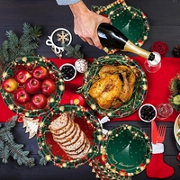 Set 16 Farfurii de Unica Folosinta, Flippy, Model Brad de Craciun Merry Christmas, Tematica Craciun, 18 cm, Verde