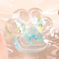 Jucarie Antistres Squishy, Flippy, Labuta de Pisica Pufoasa, cu Revenire Lenta, 7 x 6.5 cm, Model Flori 1, Transparent