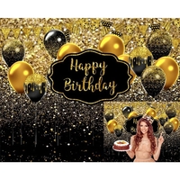 Banner Tip Fundal pentru Poze, Flippy, din Panza, 185 x 110 cm, Sfoara 6 m, Prindere in 4 Colturi, Negru/Auriu