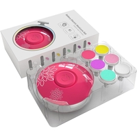 Set Pila Electrica pentru Copii si Bebelusi, Flippy, ABS, Incarcare USB, Model cu Flori, 6 Accesorii, cu Lumina LED, Fucsia