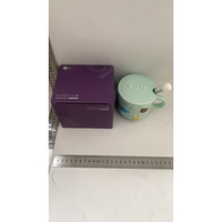 Cana ceramica, Flippy, din Portelan, print Figurine Animalute, Cana penru Copii, Model CUTE, Cana cu Lingura si Capac, Ceasca pentru Cafea, Ceai, 400ml Albastru