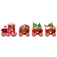 Decoratiune de Craciun, Flippy, pentru Gradina, Tip Trenulet, 4 Figurine + Bete de Infipt in Pamant, din Plastic, Impermeabil, Model Tren cu Omul Briosa in Locomotiva, Multicolor