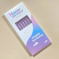 Set 6 Lumanari Lungi, Flippy, din Parafina, 10 x 0.5 cm, Happy Birthday, Mov