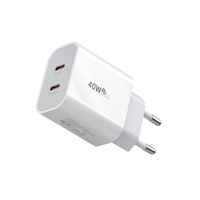 Incarcator Fast Charge pentru Telefon, Flippy, Power Delivery 40W, Dual Port Type-C la PD20W, Compatibil cu orice Telefon, Alb
