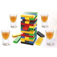 Joc de Baut Flippy, Turn Jenga din Plastic, cu 4 Pahare de Shot, +18 Ani, Multicolor