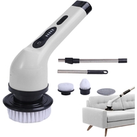 Perie Electrica de Curatare, Flippy, pentru Gresie, Baie, Bucatarie, 25x20x9.5 cm, cu 9 Capete, Maner Extensibil Detasabil 84-127cm, Incarcare USB-Type C, Rotire 360 de Grade, 3000 mAh, Culoare: Alb
