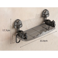 Suport pentru Baie, Flippy, Montare pe Perete, Model Pisicute, ABS, Adeziv, Raft pentru Depozitare, 33.4x17.7 cm, Negru