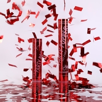 Tub de Confetti, Flippy, Party Popper, 30x5 cm, Confetii Lucioase Rezistente la Foc, Eliberare prin Rasucire, Rosu