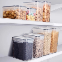 Cutii de depozitare alimente, Flippy, Set din 8 Cutii pentru Condimente, Cereale, Cutii pentru Bucatarie, din Plastic PP, Cutii Alimentare, Diferite Dimensiuni, Transparente