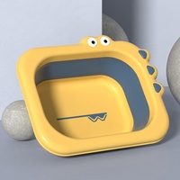 Lavoar Pliabil, Flippy, pentru Copii, din PP/TPE, Portabil, Model Crocodil, 30x24.5x9 cm, Galben/Albastru