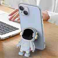 Husa de Protectie TPU 2in1, Flippy, pentru Apple iPhone 15, Astronaut cu Suport, Antisoc, Rezistenta la Impact, Protectie Camera, Albastru