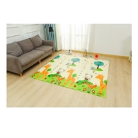 Covoras pentru Copii, Flippy, cu 2 Fete, Model ZOO/Ursulet, din XPE+PE, Impermeabil, Antiderapant, Protectie Termica, +3 Luni, Pliabil, 150 x 200 x 1.5 cm, Multicolor