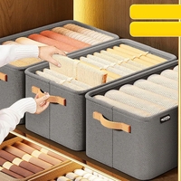 Cutie Depozitare Flippy, pentru Haine, lucruri, din Textil cu Cadru Metalic, Manere Laterale, forma Dreptunghiulara, 48 x 28 x 25 cm, volum 34 L Gri