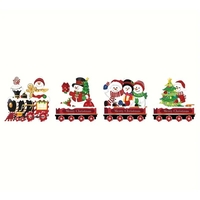 Decoratiune de Craciun, Flippy, pentru Gradina, Tip Trenulet, 4 Figurine + Bete de Infipt in Pamant, din Plastic, Impermeabil, Model Oameni de Zapada, Multicolor