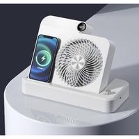 Ventilator 2in1, Flippy, Functie Incarcare Telefon Wireless, 100 Trepte de Viteza, 2400 mAh, 5V, 2A, 25 x 16.5 x 24 cm, Alb