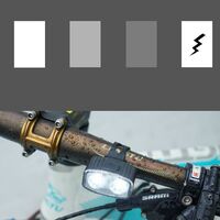 Set far si stop spate LED bicicleta, Flippy, incarcare USB, rezistent la apa, 4 moduri de luminare, Plastic, Alb/Rosu, 10x6x4 cm