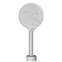 Paleta Electrica pentru Tantari, Muste si Tantari 2in1, Flippy, Reincarcabila, Incarcare USB, 2600V, Plastic, Casa si Gradina, Anti-insecte, Stand, 23x51 cm, Gri