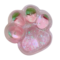 Jucarie Antistres Squishy, Flippy, cu Revenire Lenta, Squeeze Pinch Family, Model Labuta de Pisica cu Sclipici, 6.5x6 cm, 60g, Ambalaj Transparent, Roz