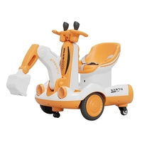 Excavator Electric, Flippy, pe 4 Roti Antiderapante, cu Telecomanda, Brat Controlat Electric, cu Telecomanda, +2 Ani, Galben