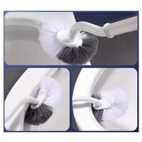 Perie de Toaleta, Flippy, Maner Curbat, cu Suport, 40 x 12 cm, Peri Flexibili, Alb